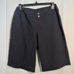 Athleta Bermuda Shorts S‎ Black Double Button Stretch